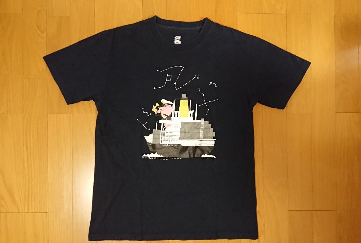 美品 グラニフ 半袖Tシャツ 柳原良平 Lサイズ 紺 ネイビー graniph 貨物船拍卖
