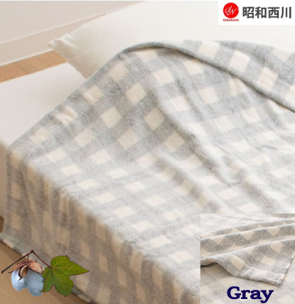 昭和西川 爽やかタオルケット ギンガムチェック グレー シングルサイズ 140×190cm拍卖