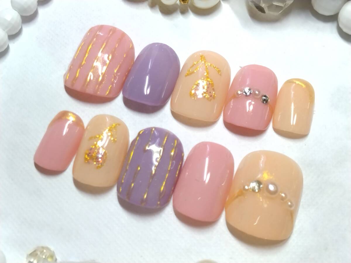 即決☆ジェル加工済ネイルチップ☆ベリーショートM チューリップネイル拍卖