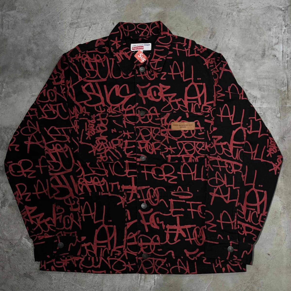 Supreme x COMME des GARCONS 18aw Painted Canvas Chore Coat Mサイズ シュプリーム コムデギャルソン プリンテッドキャンバス ジャケット拍卖