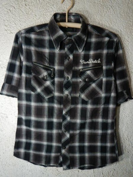 to7637 VonDutch ボンダッチ 半袖 チェック デザイン シャツ 人気 送料格安拍卖