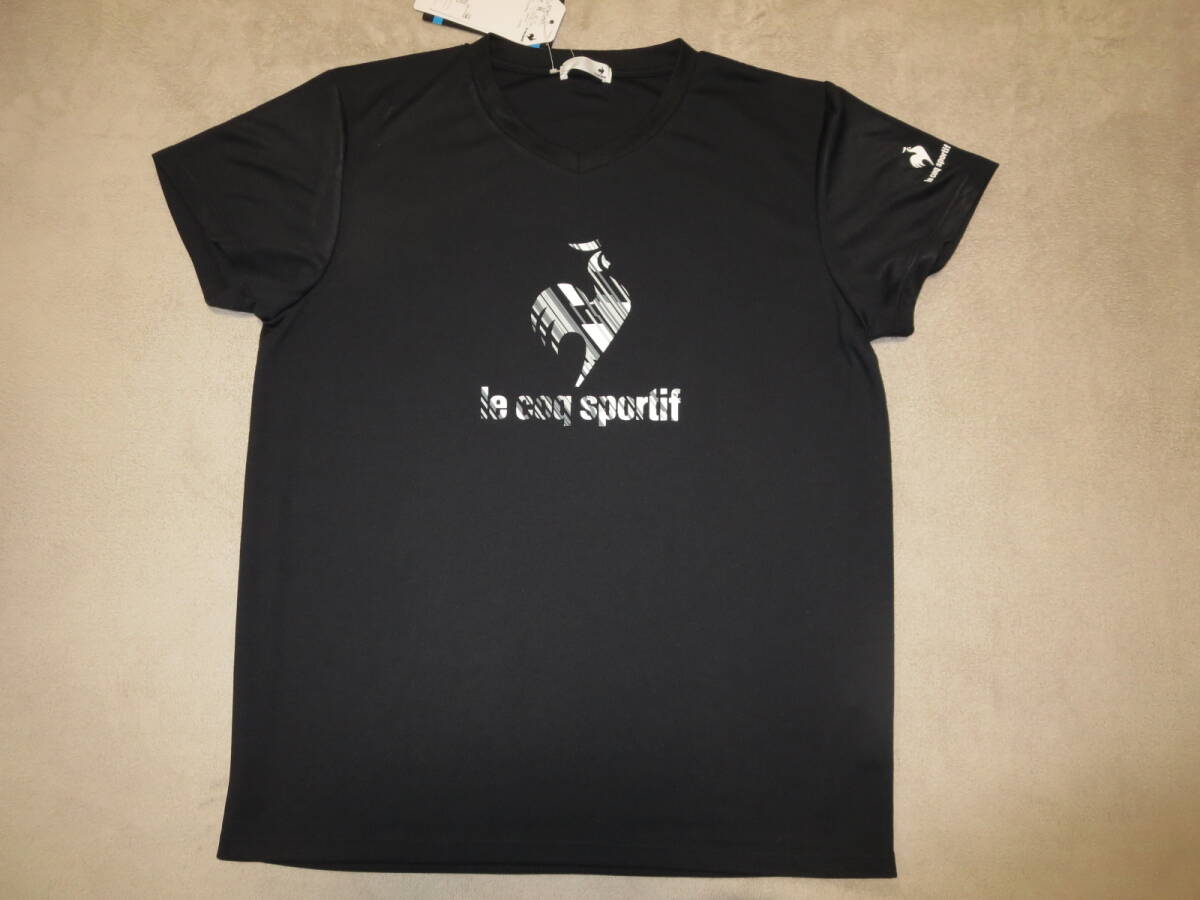 未使用★ルコック★黒のVネック速乾Tシャツ レディースO(LL) 送料185円 lecoq拍卖