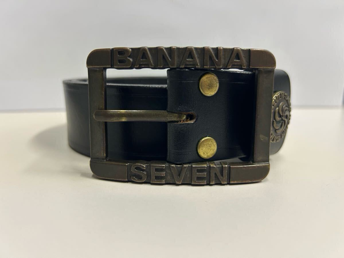 バナナセブンベルト、BANANA SEVEN、バックル、メンズ、ビーチサウンド、黒革、ブラック拍卖