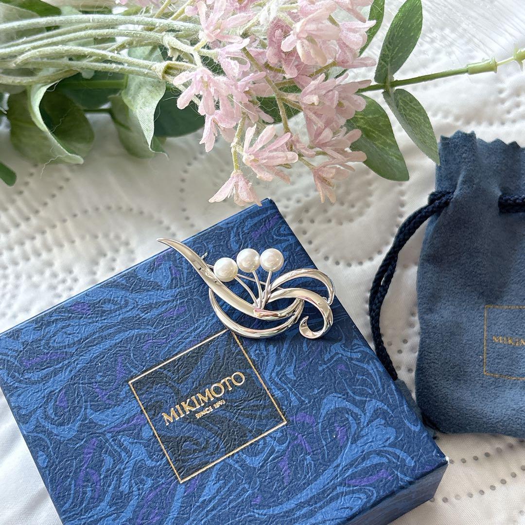 送料無料 極美品 ミキモトMIKIMOTO パール ブローチ アクセサリー シルバー拍卖