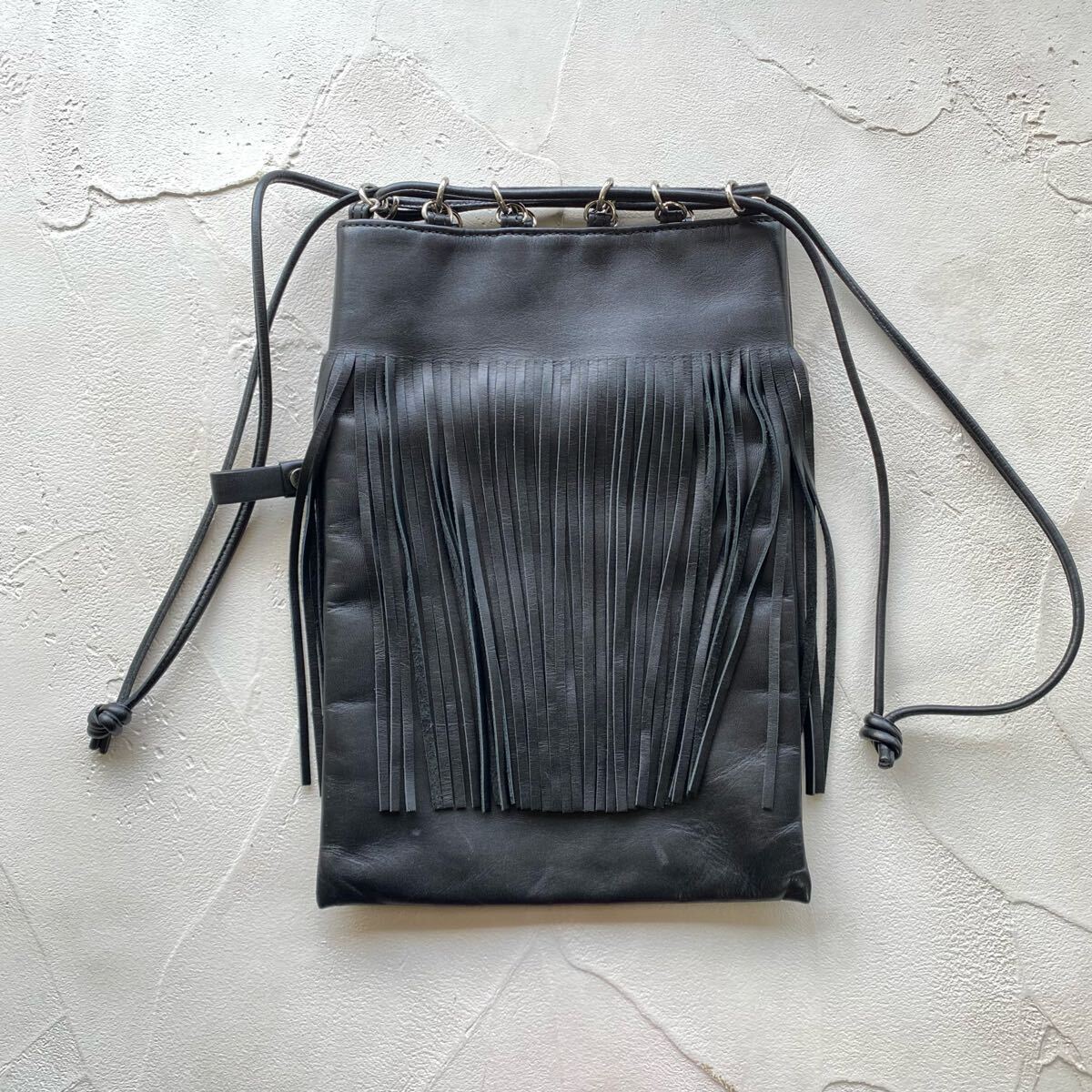 【5525 gallery × PORTER × EDITION ポーター エディション 別注 FRINGE POUCH フリンジポーチ クラッチバッグ 定価:37,800円 ブラック】拍卖