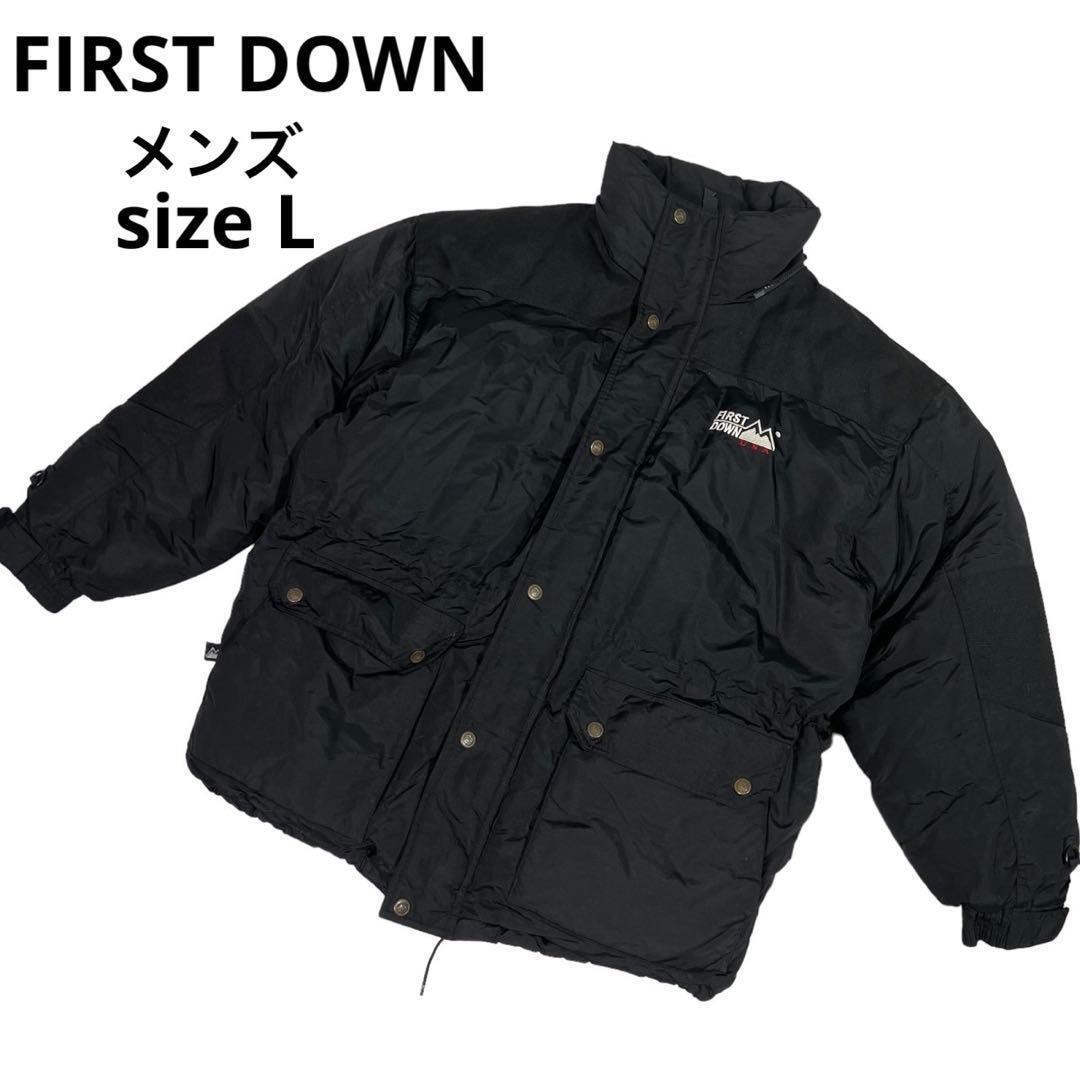 90S 希少 ファーストダウン ナイロンダウンジャケット ブラック L拍卖