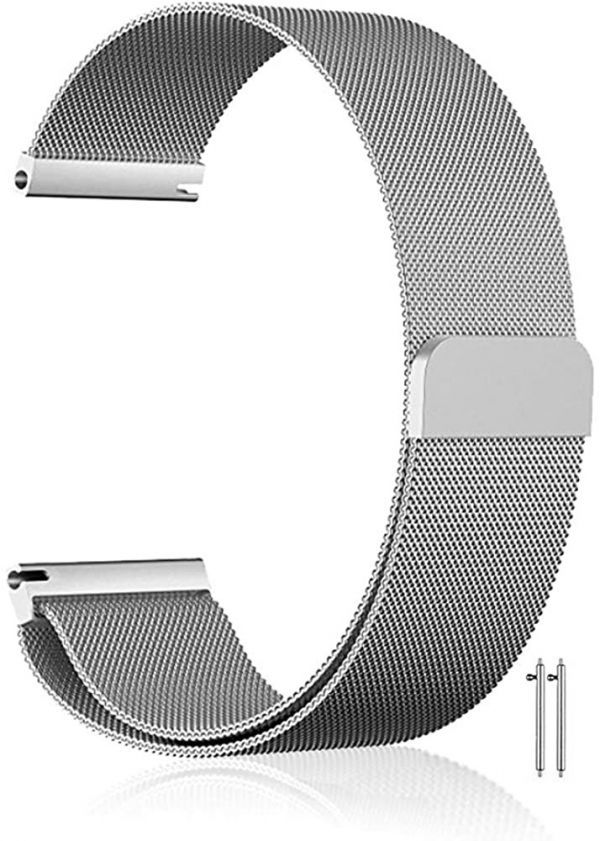 GARMIN (ガーミン) 専用 マグネット式 ステンレス ミラネーゼループ 腕時計バンド 取付幅22mm シルバー WB008!送料無料!拍卖