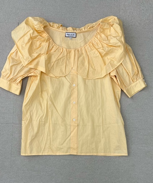(K04089) ポール&ジョー/PAUL&JOE フランス製 半袖 夏物ブラウス イエロー サイズ1拍卖
