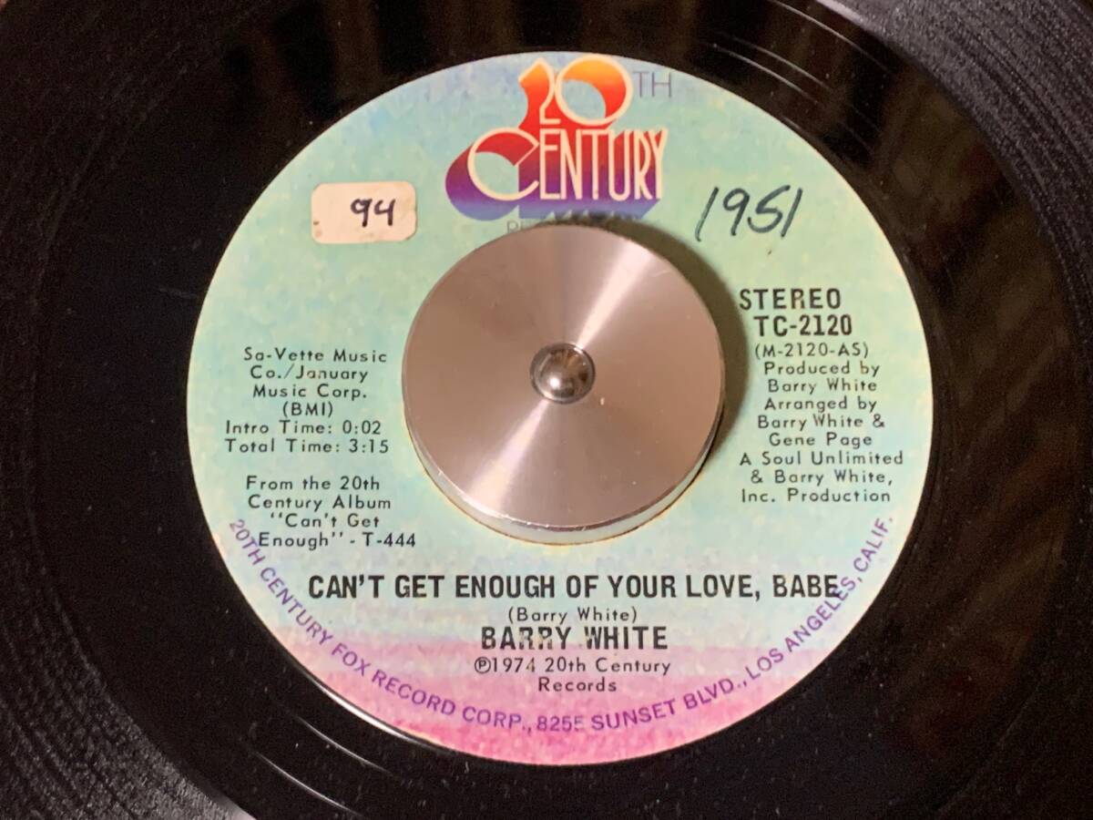 BARRY WHITE ♪CAN'T GET ENOUGH OF YOUR LOVE, BABE 7インチ 45拍卖
