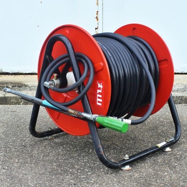 【富山】丸山 噴霧用フンムキホース 約100m ノズル付き 5.0MPa ブリヂストン ホースリール ホース巻き取機 スプレー 発送可 倉庫保管 中古拍卖
