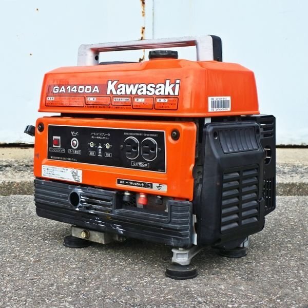 【富山】カワサキ ポータブルエンジン発電機 GA1400A ガソリン 単相100V 50/60Hz 電力 災害 DIY アウトドア KAWASAKI 倉庫内保管 中古拍卖