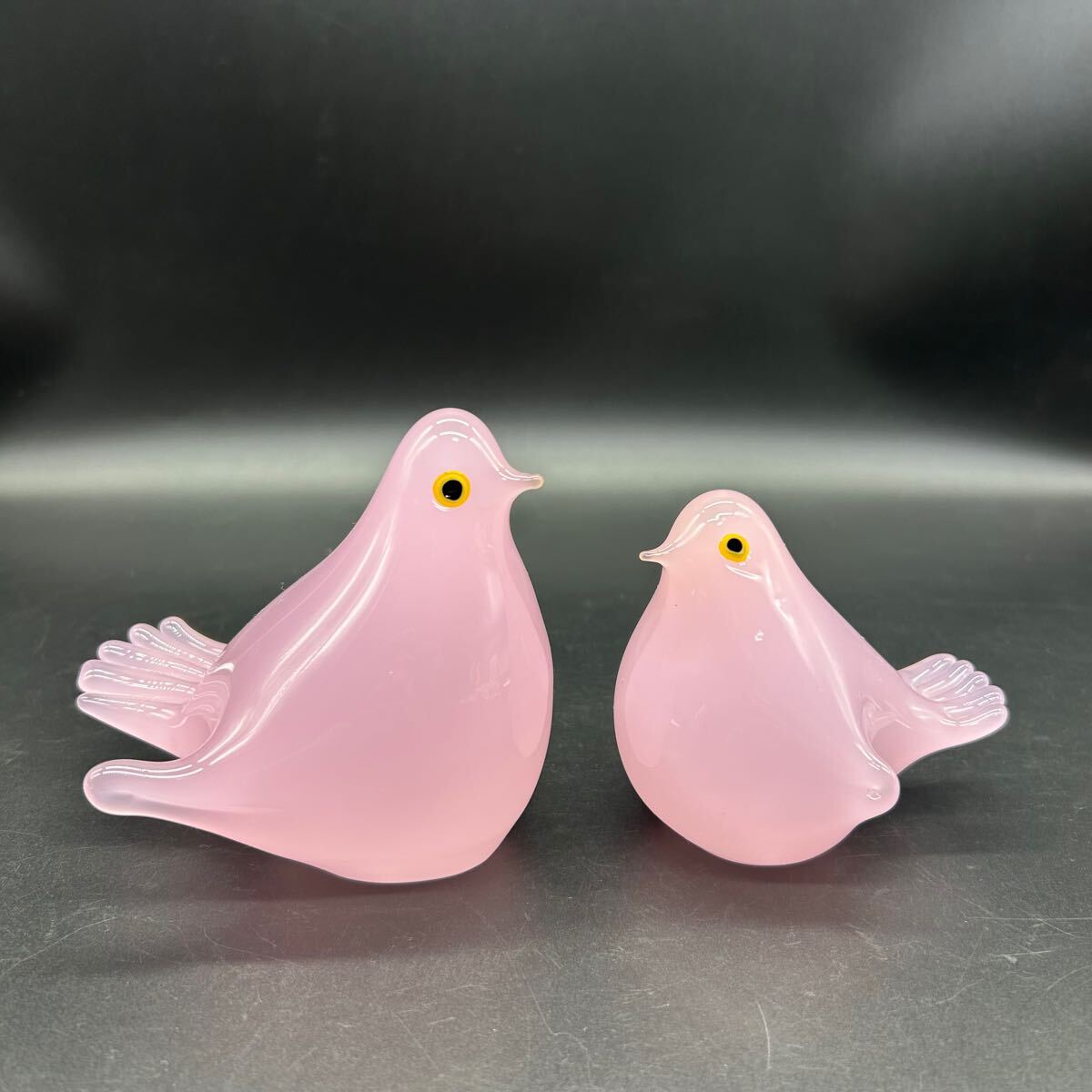 ガラスペア鳥 鳥 ガラス細工 ガラス 置物 インテリア ユ9-14拍卖
