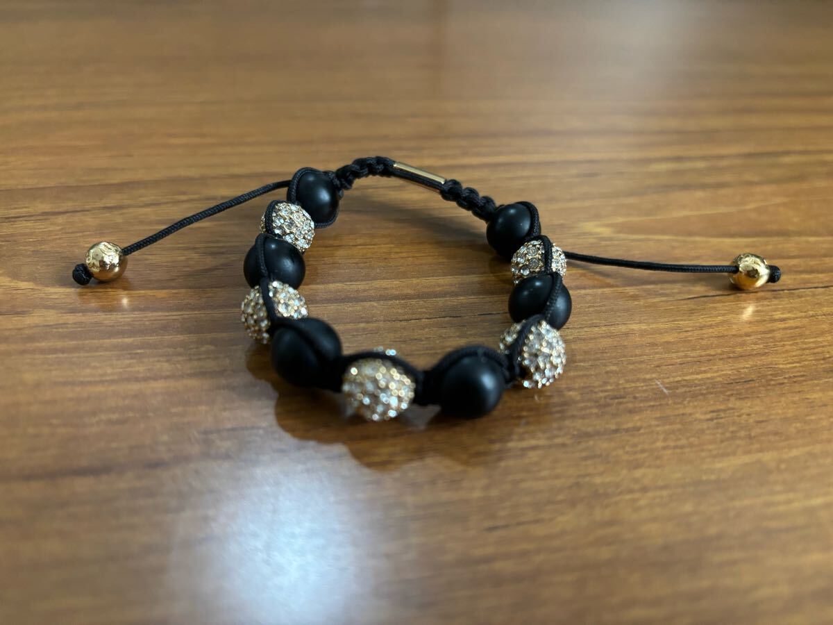 新品未使用 ミサンガ ハンドメイド カラーストーン仕様 ブラック&キラキラシルバー サイズ調整可能拍卖