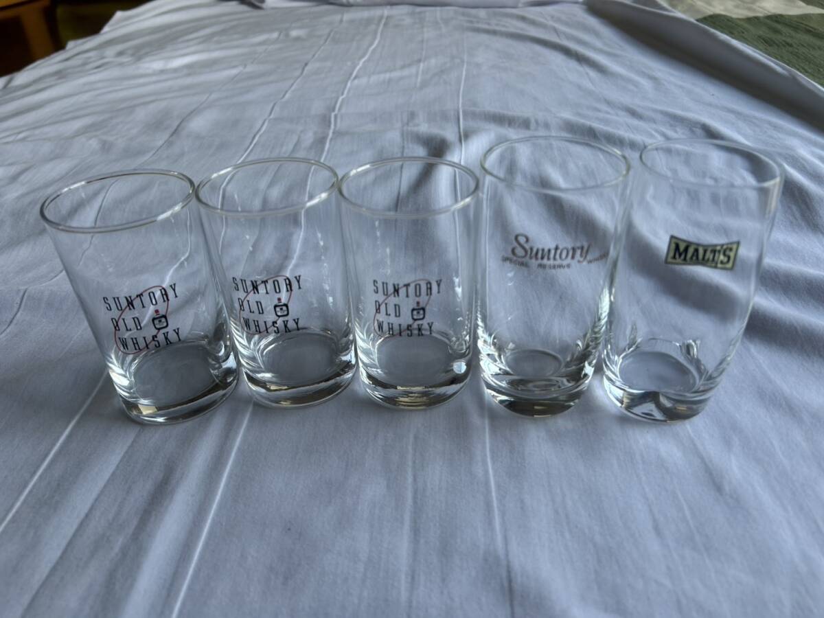 2 SUNTORY サントリー OLD WHISKY オールドウイスキー glass グラス 5set拍卖
