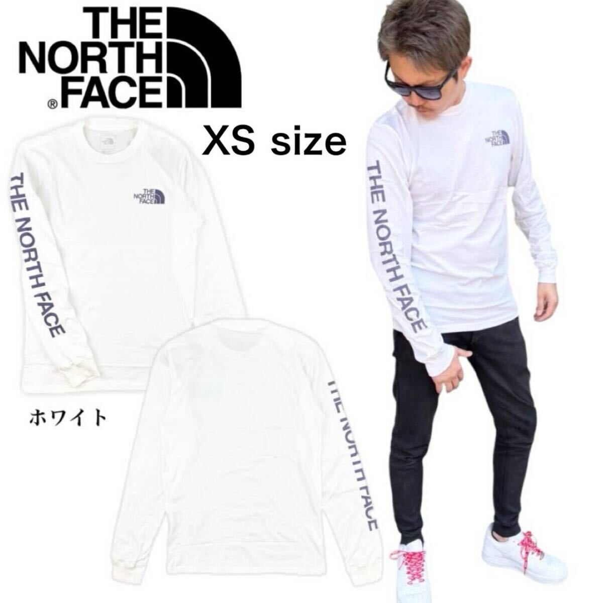 ザ ノースフェイス ロンT 長袖Tシャツ スリーブヒット NF0A811P ホワイト XSサイズ 袖ロゴ THE NORTH FACE L/S SLEEVE HIT 新品拍卖