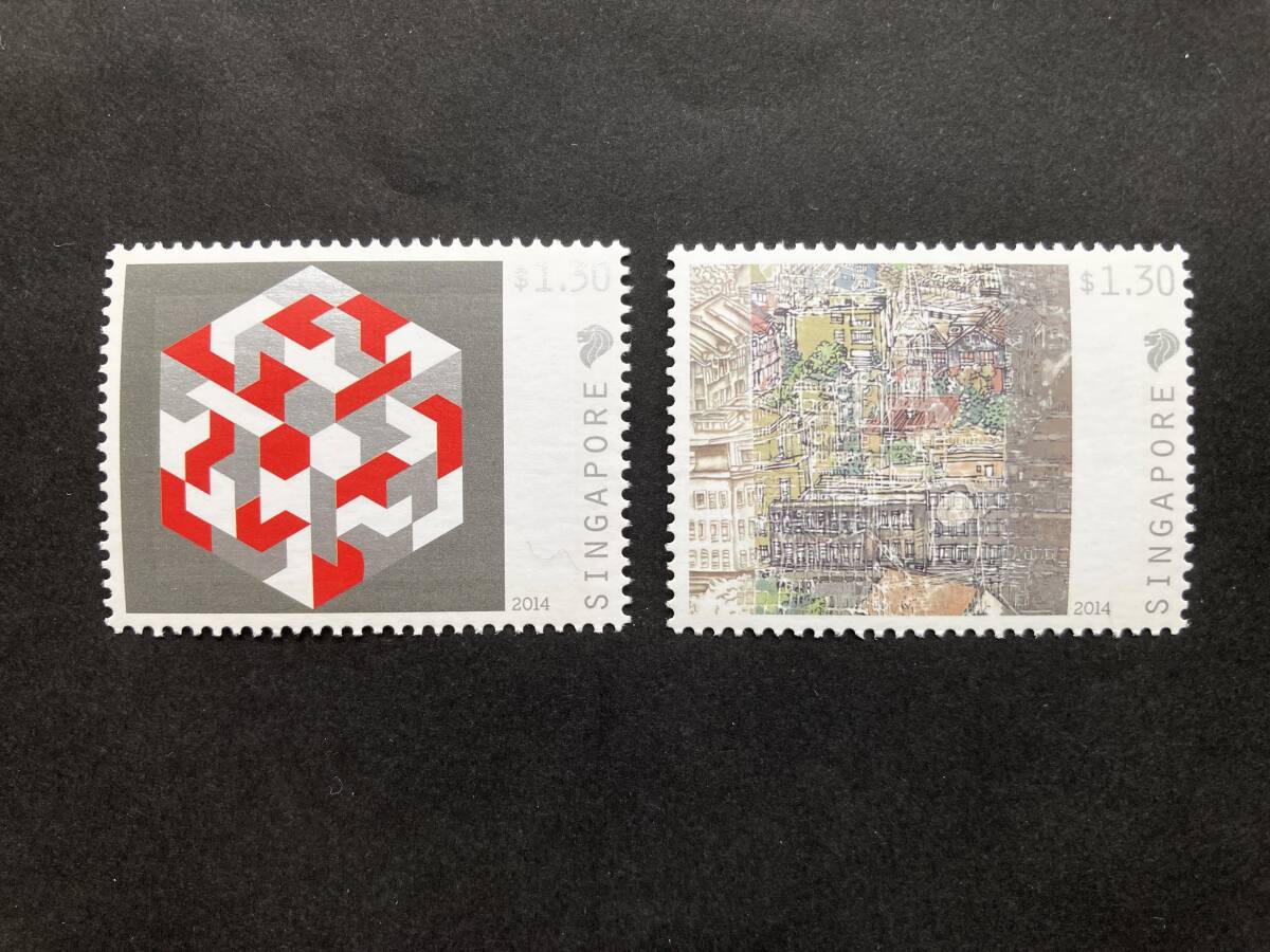 外国切手: シンガポール切手 「(リヒテンシュタインとの共同発行)現代美術」2種完 未使用拍卖