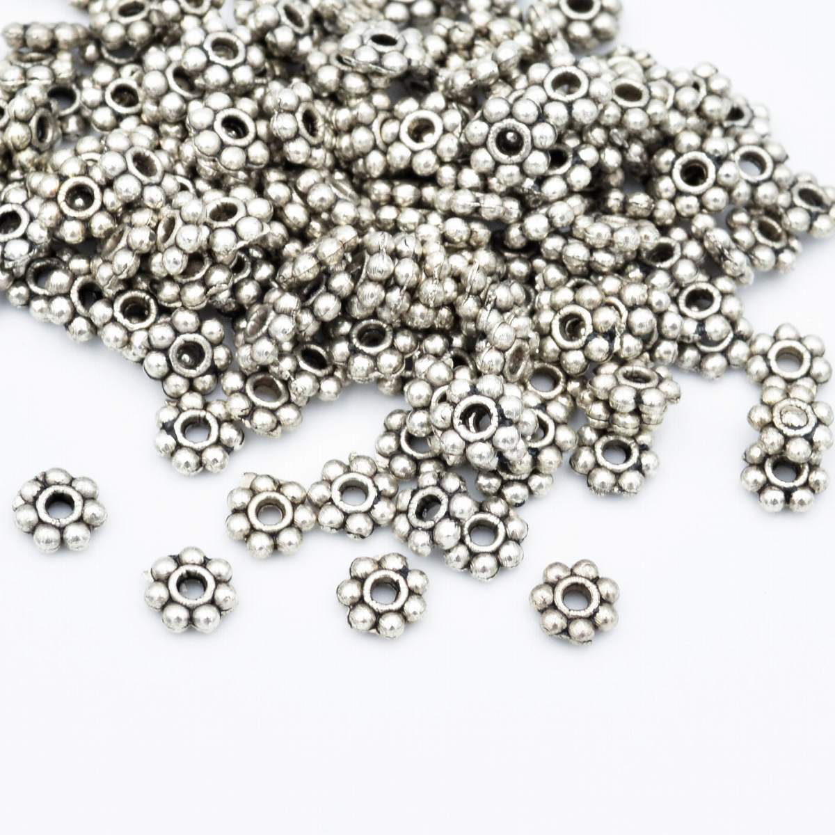 ビーズクラブ ロンデル メタルビーズ 7画 小 銀 シルバー 50個 5mm ブレスレット ネックレス 金具 金属ビーズ パーツ拍卖