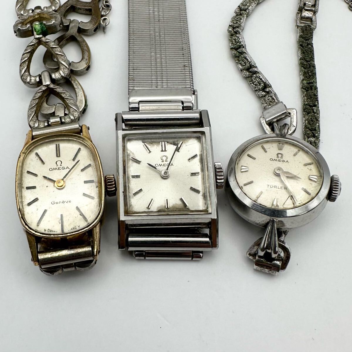 w858 オメガ OMEGA レディース 腕時計 手巻き 3点セット ジャンク拍卖