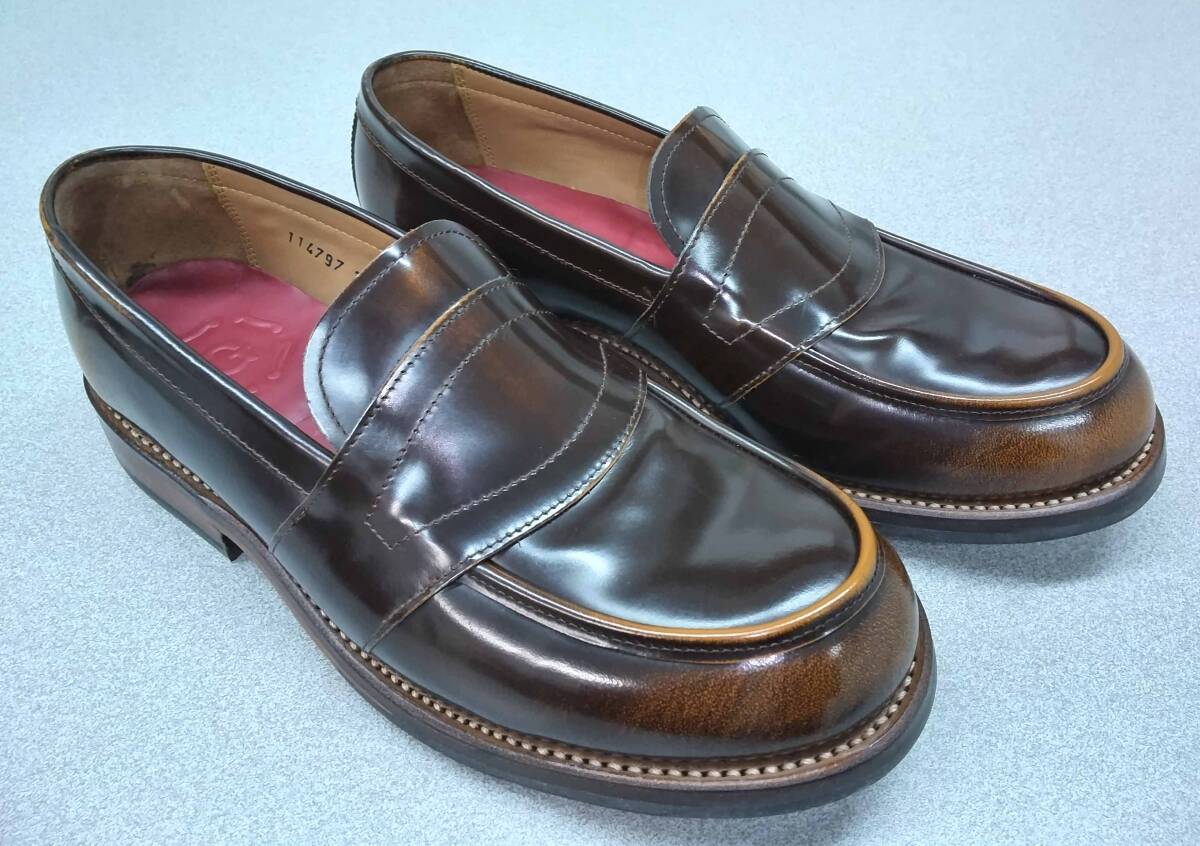 極美品 送料無料 Grenson ローファー ERNIE UK7.5 26.0cm~26.5cm ブラウン 茶 タン 革靴 シューズ UK グレンソン Tricker's トリッカーズ拍卖