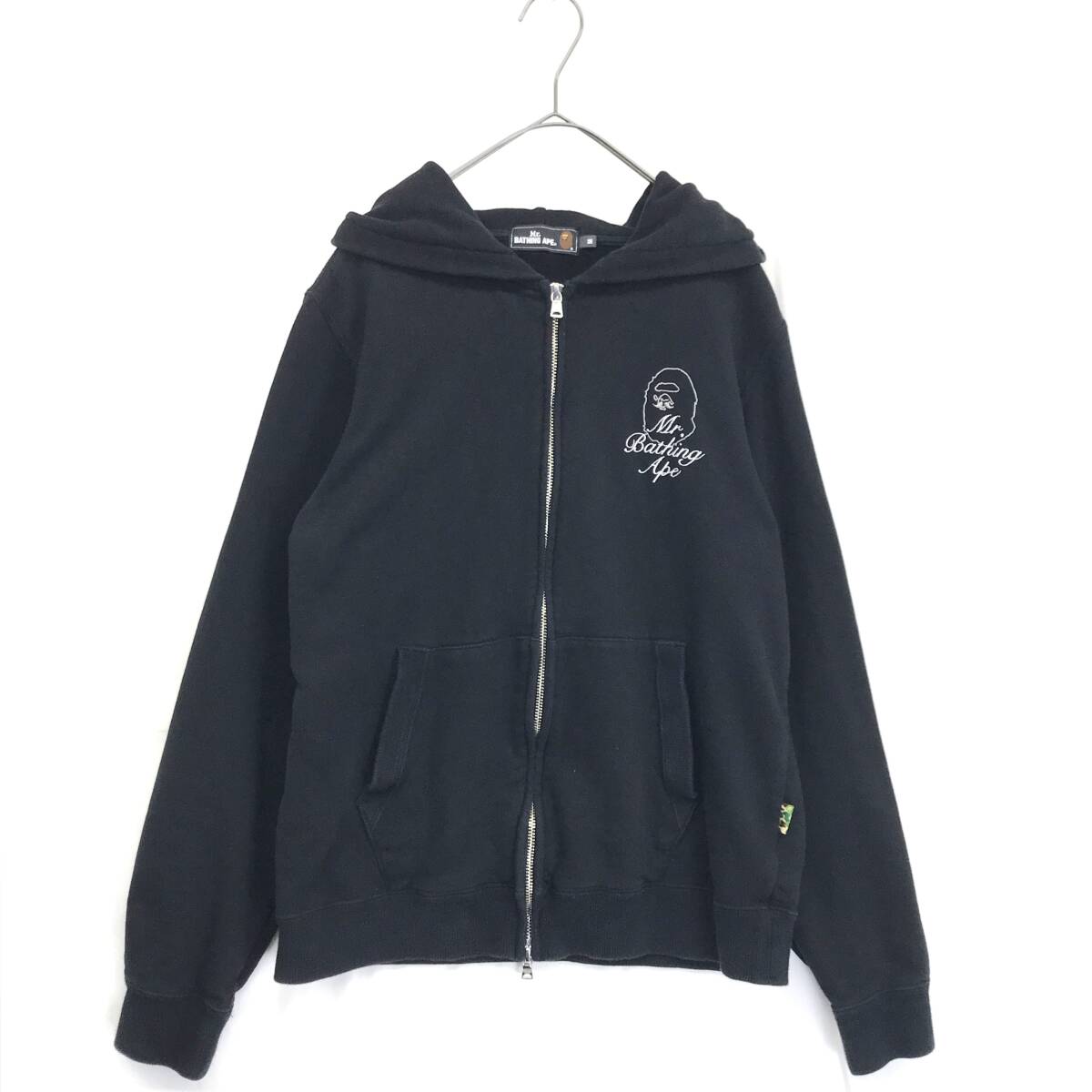 KZ8413★Mr Bathing Ape : ZIP UP スウェットパーカー★M★ブラック 刺繍 フーディ フルジップ エイプ拍卖