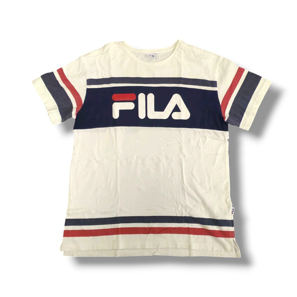 L FILA Tシャツ ボーダー ホワイト リユース ultramto拍卖