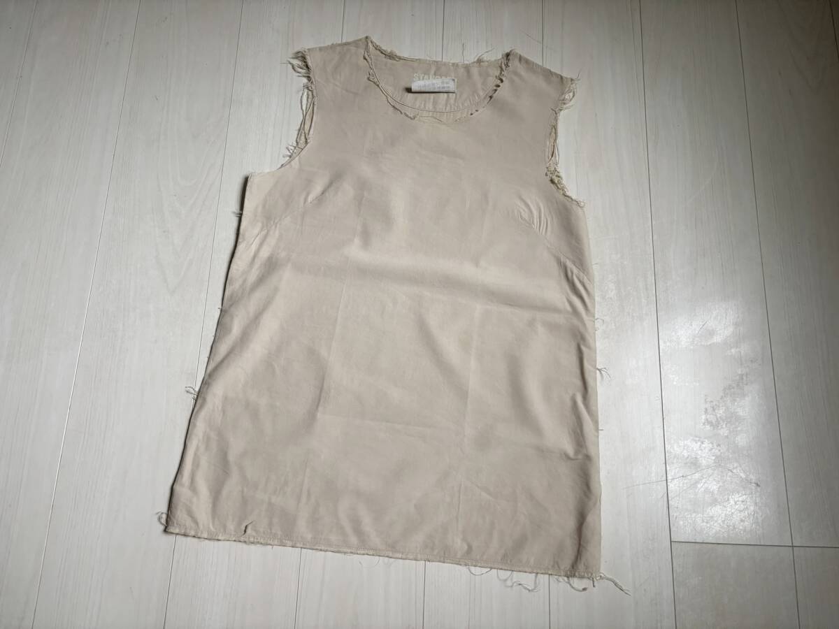 02SS MM6 MAISON MARTIN MARGIELA メゾン マルタン マルジェラ カットソー ノースリーブ カットオフ 44 ベージュ プルオーバー ▼0598拍卖