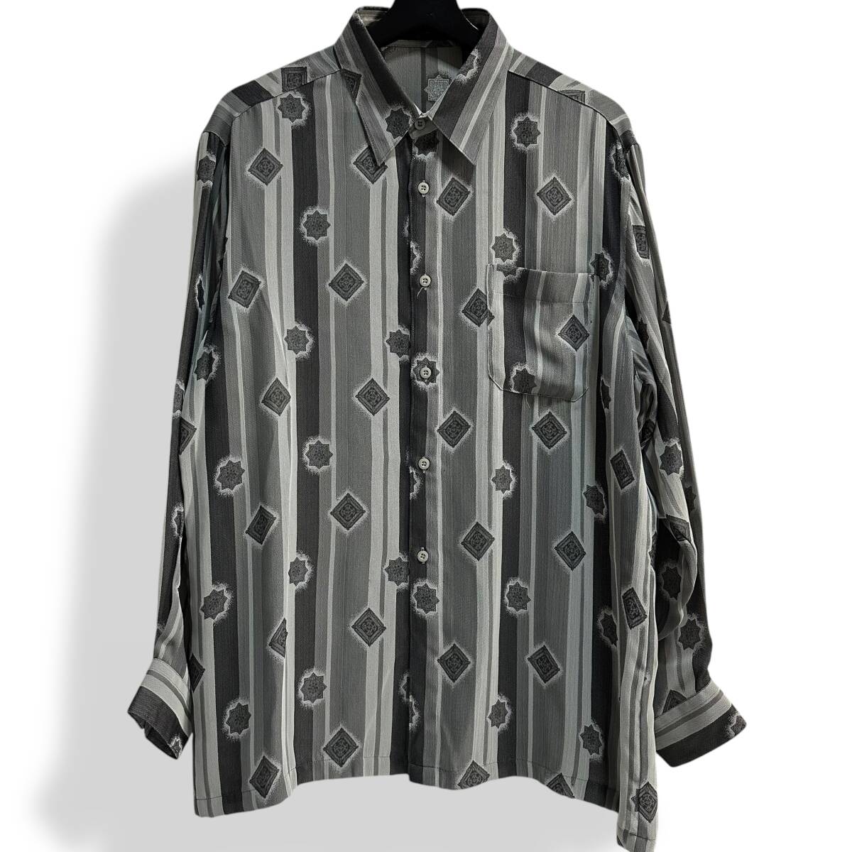 秀逸 お洒落【City Call】VINTAGE 80s 90s ストライプ レトロビンテージシャツ オールド 古着 レトロ古着 昭和レトロ ポリシャツ拍卖