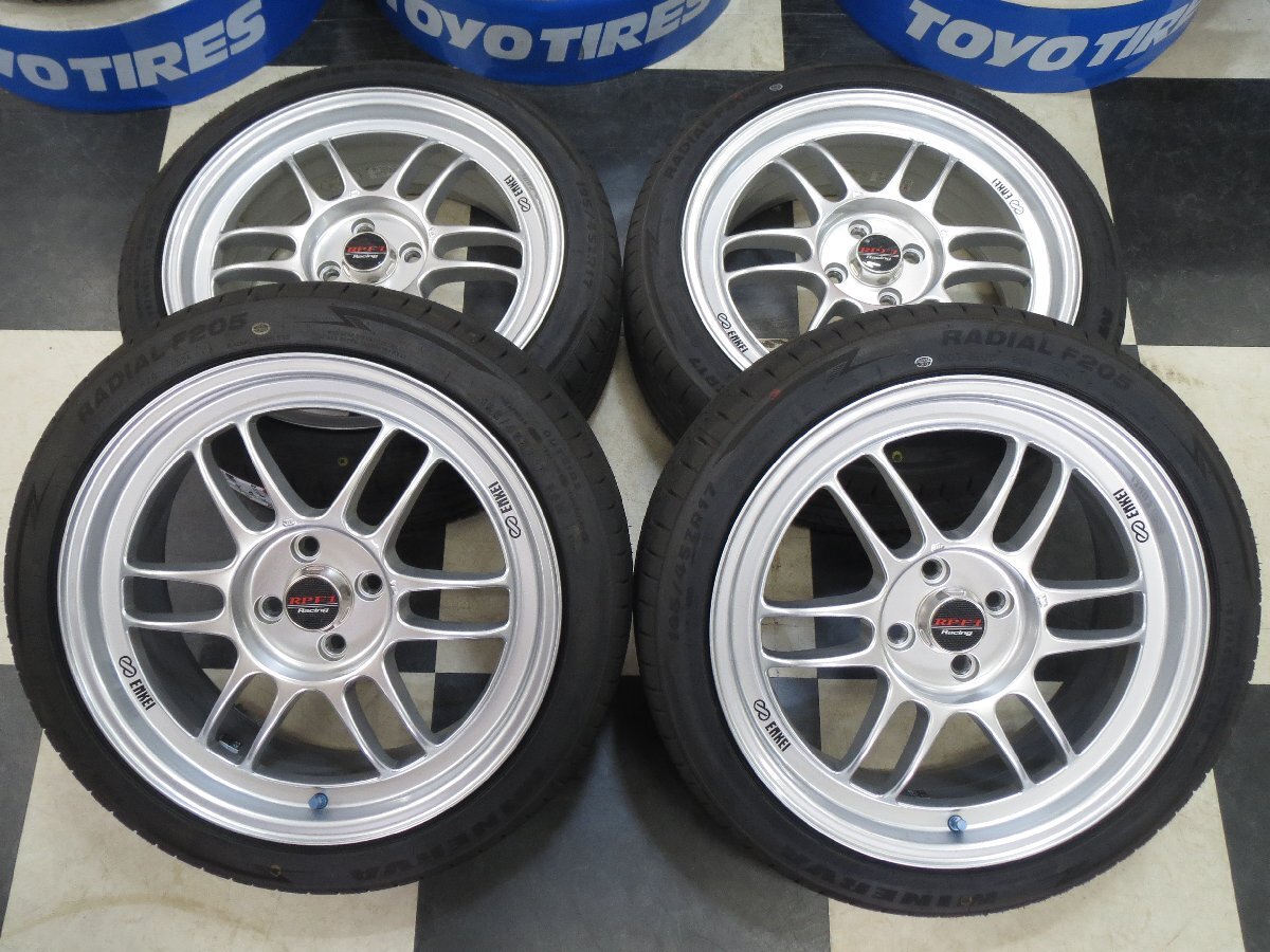 ENKEI RPF1 エンケイ 17インチ ロードスター ヤリス ヴィッツ 7J +43 4H100 中古 24年製 MINERVA RADIAL F205 195/45R17 新品拍卖