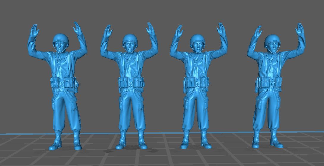 1/144レジンキット 未塗装 WWⅡ アメリカ軍 兵士フィギュア4体 降参 ワールドタンクミュージアム 【同梱可能】230304拍卖