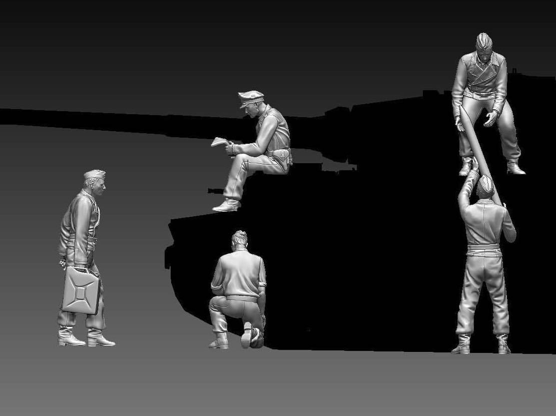 1/144レジンキット 未組立 未塗装 WWⅡ ドイツ軍 戦車兵士フィギュア5体 整備 ワールドタンクミュージアム 【同梱可能】拍卖