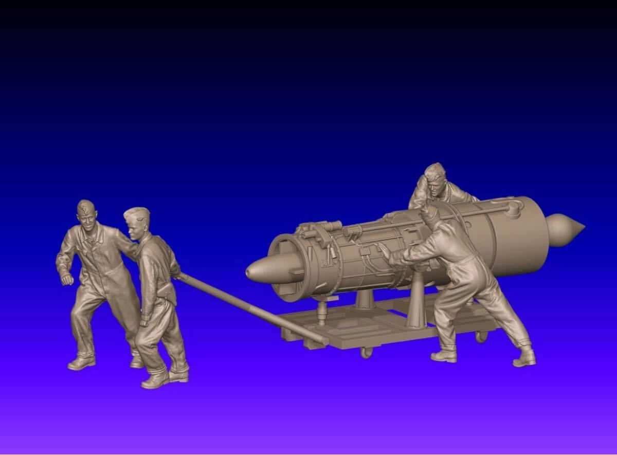 1/35 レジンキット 未塗装 WWⅡ ドイツ空軍 Me262 ジェットエンジン 兵士フィギュア4体 250427拍卖