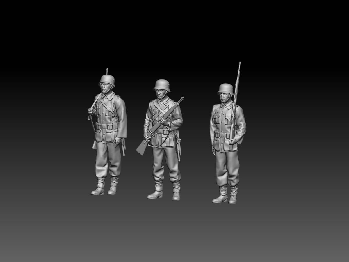 1/35 レジンキット 未塗装 WWⅡ ドイツ軍 兵士フィギュア3体 立番 250505拍卖