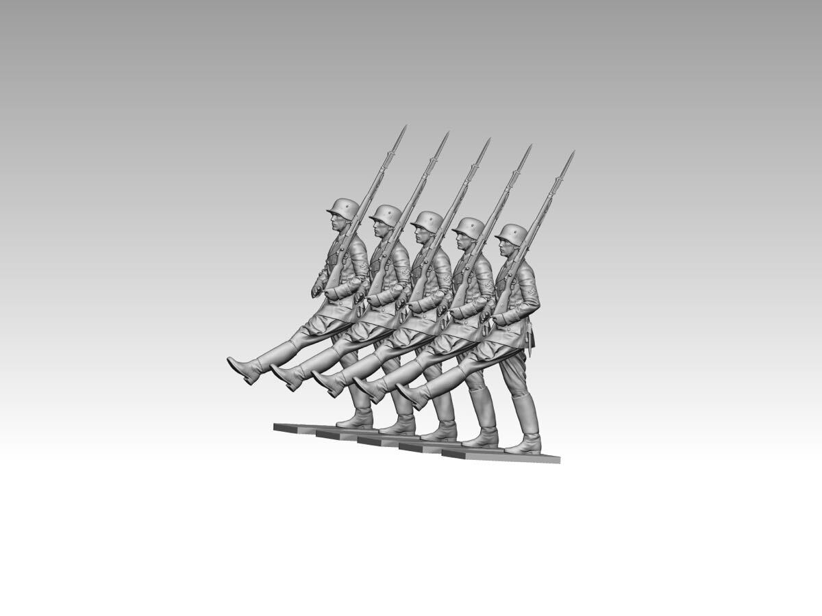 1/35 レジンキット 未塗装 WWⅡ ドイツ軍 兵士フィギュア5体 ガチョウ足行進 250422拍卖