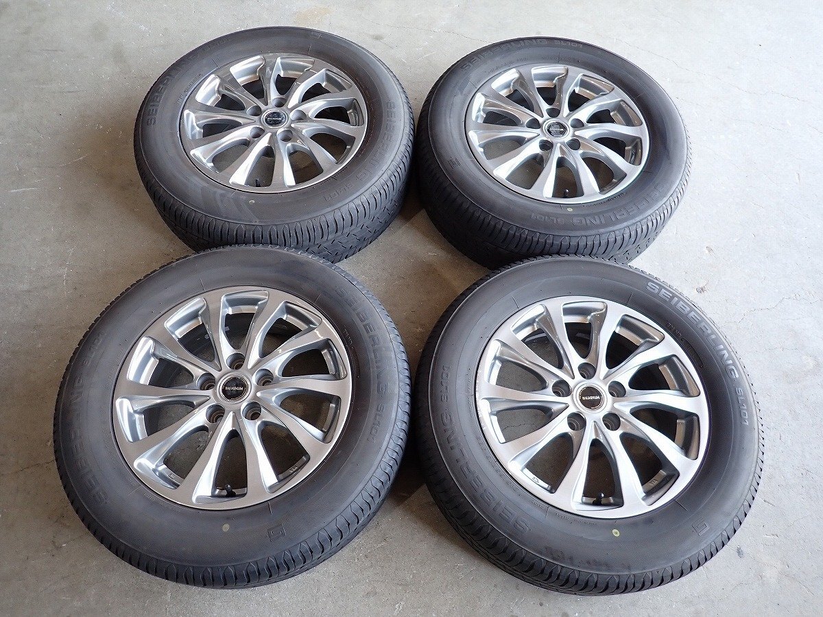 YS17446【送料無料215/65R16】30系アルファード ヴェルファイアなどにも 中古夏タイヤセット●16× 6.5J 114.3/5H ET39●拍卖