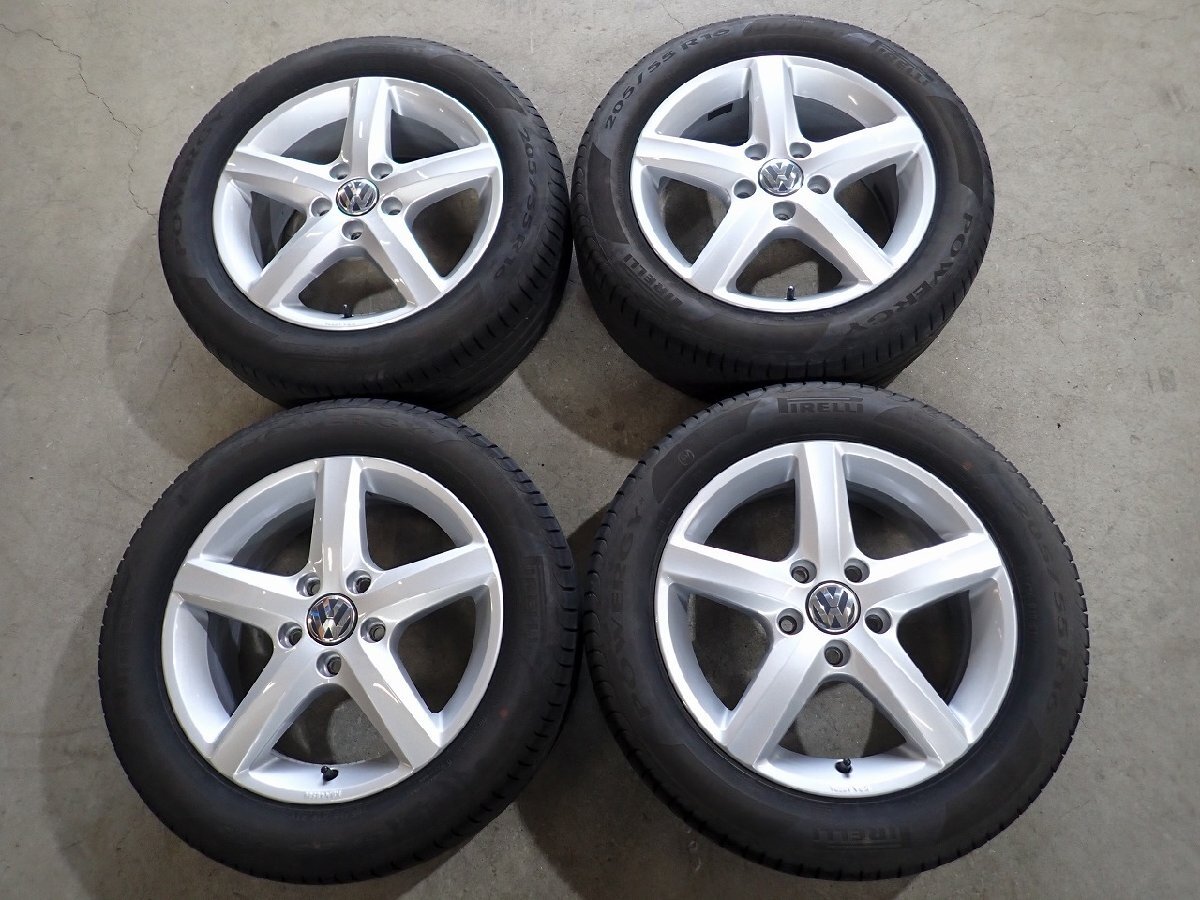 YS17584【送料無料205/55R16】VW フォルクスワーゲン純正 ゴルフ5 ゴルフ6 中古夏タイヤセット ★16×6J 112/5H ET50★拍卖