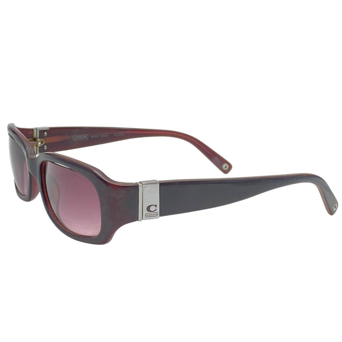 COACH コーチ サングラス 眼鏡 アイウェア 小物 ロゴ カラーレンズ プラスチック ボルドー系拍卖