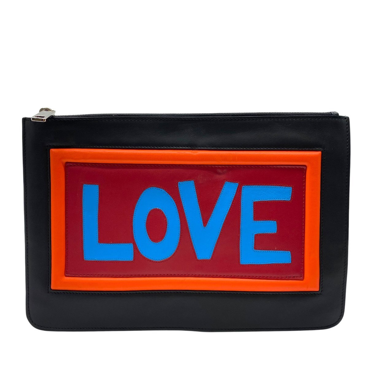 FENDI フェンディ 7N0078 LOVE セカンドバッグ クラッチバッグ クラッチポシェット レザー ブラック マルチカラー拍卖