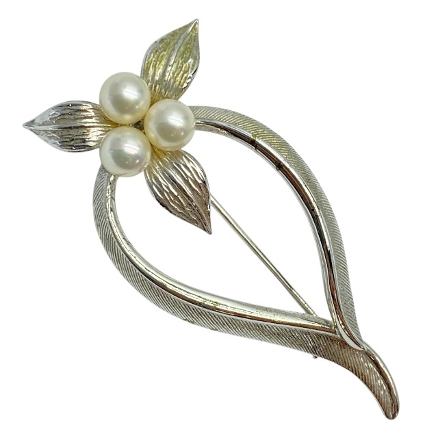 MIKIMOTO ミキモト ブローチ ピンブローチ ピンタック コサージュ アクセサリー 小物 SV925 パール シルバー ホワイト拍卖