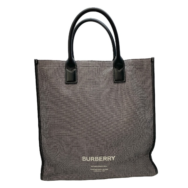 BURBERRY バーバリー 8050814 2way ハンドバッグ トートバッグ 手持ち鞄 肩掛け 斜め掛け ロゴ キャンバス レザー グレー ブラック拍卖