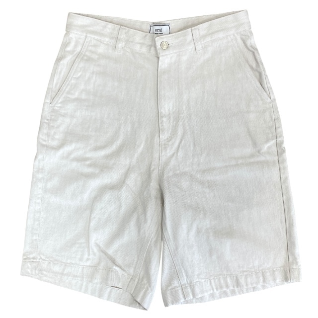 AMI PARIS アミパリス アミ ボトムス パンツ ハーフパンツ 半ズボン デニム コットン ホワイト 白【表記サイズ:28】拍卖