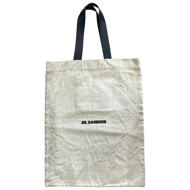 JIL SANDER ジルサンダー TOTEGRANDE ショッピングトート トートバッグ 大容量 ロゴ キャンバス レザー アイボリー ブラック拍卖