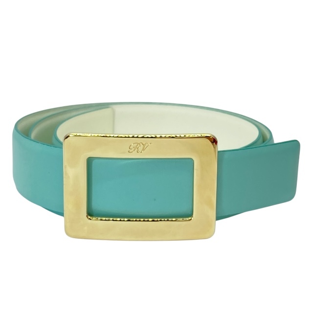 ROGER VIVIER ロジェヴィヴィエ ベルト アクセサリー 小物 ロゴ レザー ライトブルー ホワイト拍卖