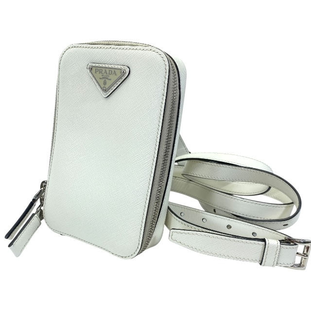 PRADA プラダ 2VZ039 ショルダーバッグ ボディバッグ ミニバッグ トライアングルロゴ レザー ホワイト 白拍卖