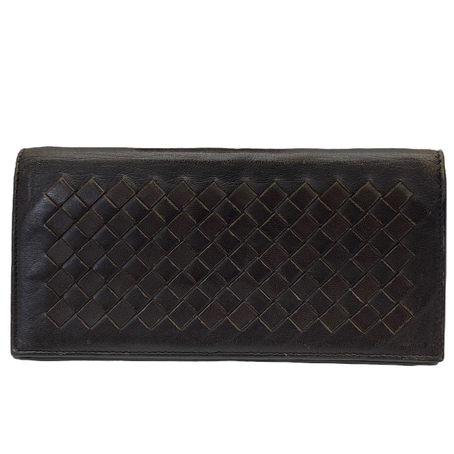 BOTTEGA VENETA ボッテガヴェネタ 財布 長財布 二つ折り財布 ロングウォレット 札入れ イントレチャート レザー ブラウン拍卖