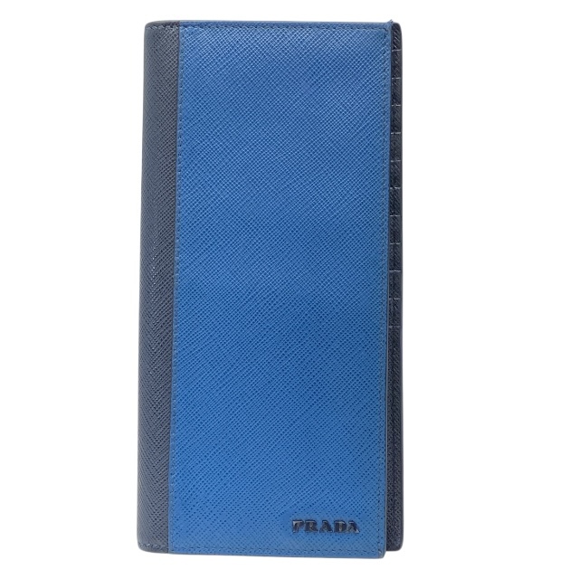 PRADA プラダ 2MV836 長財布 財布 ロングウォレット 二つ折り財布 折財布 レザー ロゴ ブルー ネイビー拍卖
