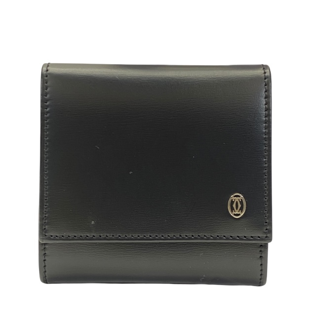 Cartier カルティエ パシャ コインケース 小銭入れ コンパクトウォレット ミニ財布 スクエア ロゴ レザー ブラック拍卖