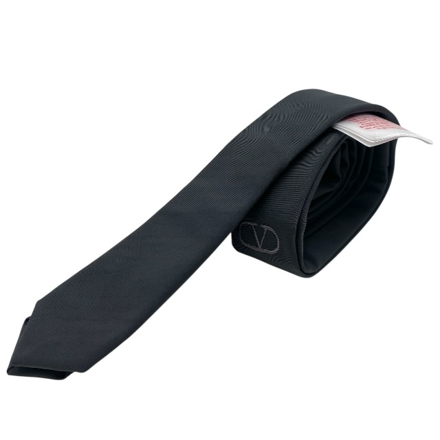 【新品】Valentino Garavani ヴァレンティノ・ガラヴァーニ ネクタイ クラヴァット アクセサリー 小物 Vロゴ ポリエステル グレー拍卖