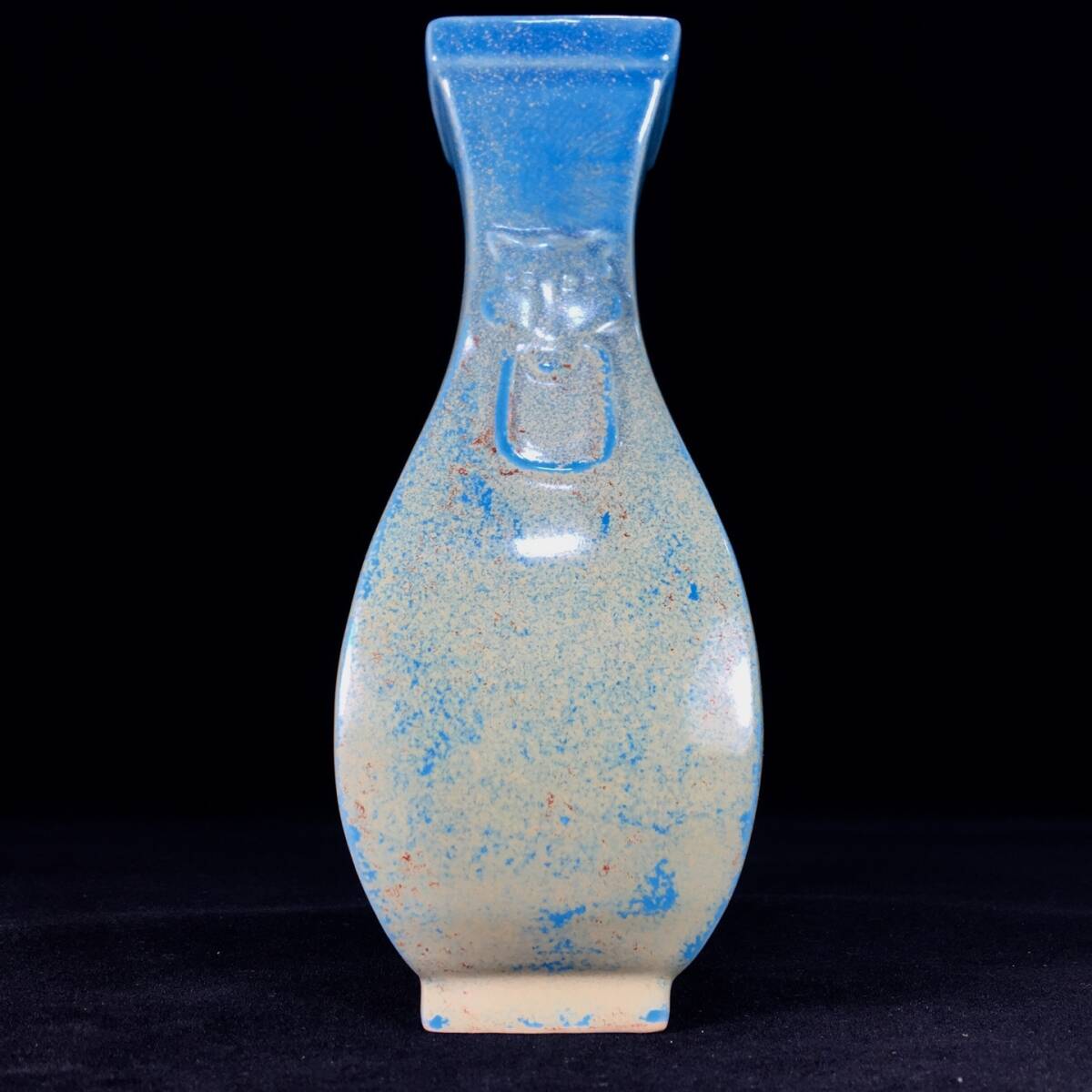 宋時代 古陶磁器 柴窯水沁釉四方瓶 賞瓶 花器 花瓶 文案置物擺件 極細工 時代物 中国唐物 中国旧藏 古賞物 中国古玩 古美術品拍卖