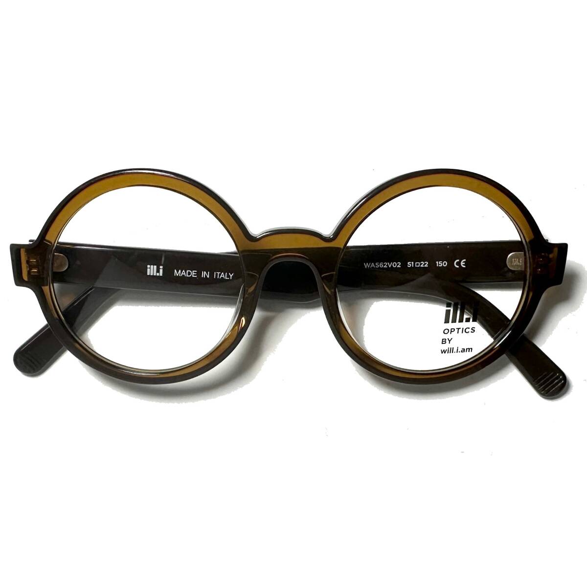定価68,900円 Will.i.am 正規新品 ウィルアイアム 丸メガネ イタリア製 茶色・黒 / 純正ケース・クロス付き拍卖