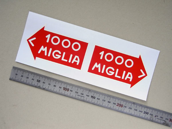 ミッレミリア 大会ウィンドーステッカー 両サイド2枚セット 白地 内貼り・静電気ステッカー 11.0cm拍卖